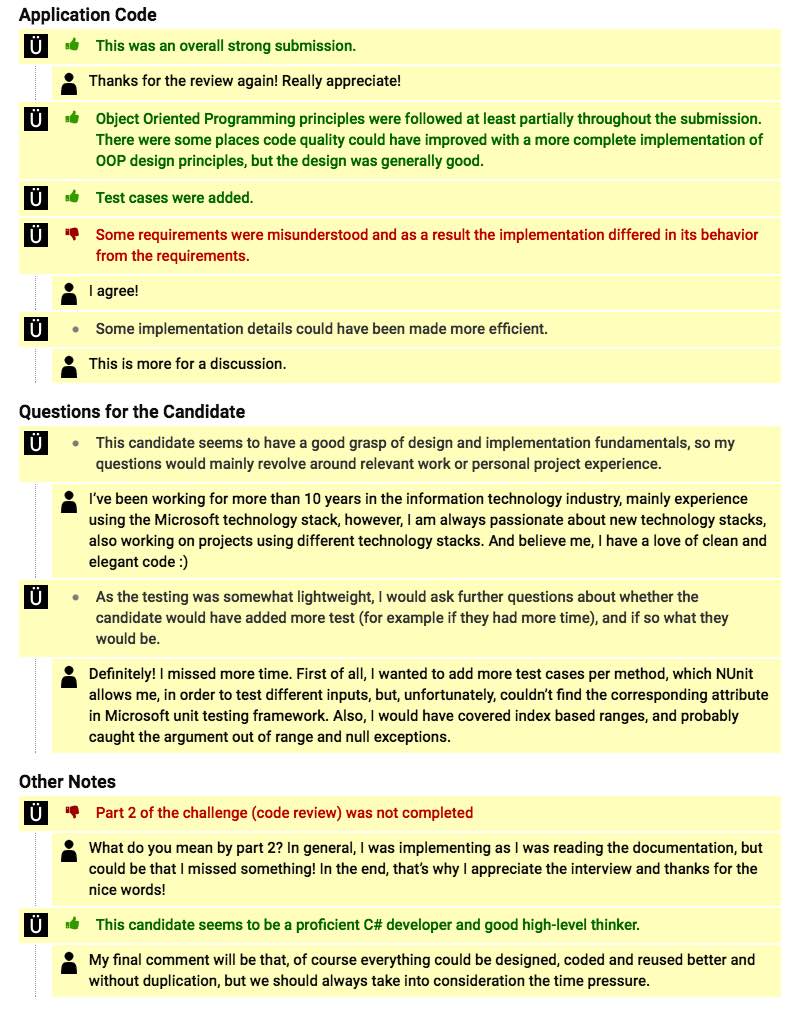 Technical screening tools comments